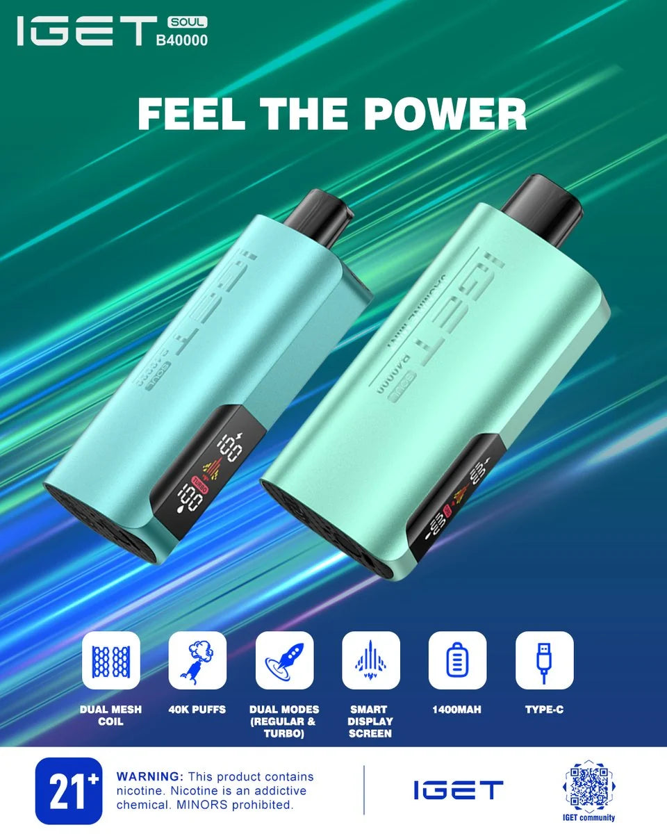 IGET SOUL B40000 - 40k Puffs (Dual Modes + Smart Screen)
