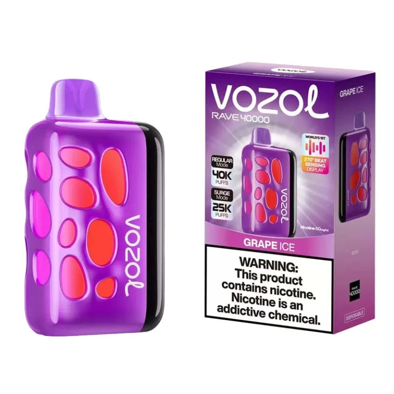 VOZOL RAVE 40K Puffs – 5% (Regular mode 40k & Surge mode 25k) Disposable Vape – Type C Rechargeable